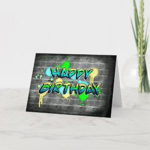 Happy Birthday   Graffiti Text Card