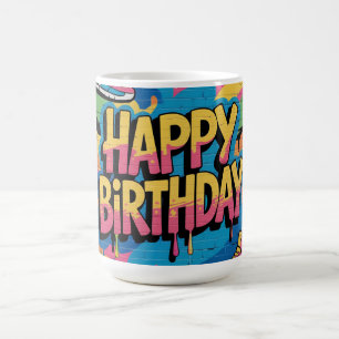 Happy Birthday Graffiti Wall with Sneakers Coffee Mug