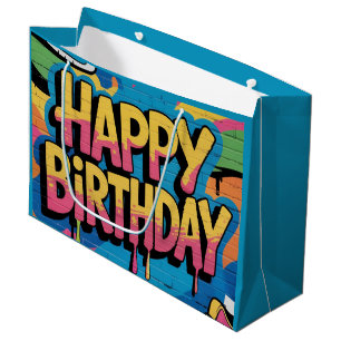 Happy Birthday Graffiti Wall with Sneakers Large Gift Bag