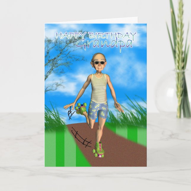 Happy Birthday grampa cartoon card humour (Front)