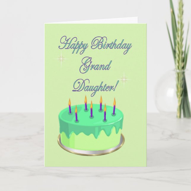 Happy Birthday Grand Daughter Birthday cake wishes Card (Front)