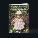 Happy Birthday Grand-daughter Card<br><div class="desc">Happy Birthday Grand daughter text with pretty little doll,  dressed in pink amidst floral background</div>