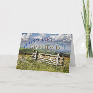 Happy Birthday Grandad, landscape with a gate Card