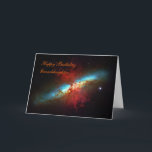 Happy Birthday Granddaughter - A Starburst Galaxy Card<br><div class="desc">Galaxies, Stars and Nebulae series This mosaic image of the magnificent starburst galaxy, Messier 82 (aka Cigar Galaxy) is a really sharp wide-angle view. M82 is a galaxy remarkable for its webs of shredded clouds and flame-like plumes of glowing hydrogen blasting out from its central regions where young stars are...</div>