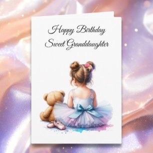 Happy Birthday Granddaughter   Ballerina and Teddy Card