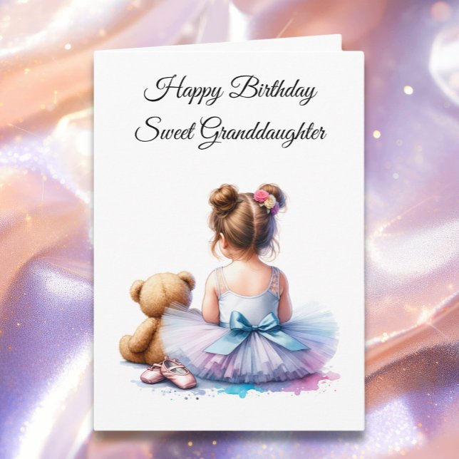 Happy Birthday Granddaughter | Ballerina and Teddy Card (Creator Uploaded)