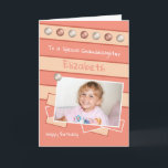 Happy Birthday Granddaughter coral and peach photo Card<br><div class="desc">Personalize this Birthday Card for your Granddaughter
Designed in coral and peach.
Add her name 
Happy Birthday
To a special Granddaughter
Have a great day</div>