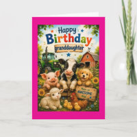 Happy Birthday Granddaughter Farm Animals (Pink)