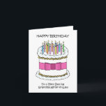 Happy Birthday Granddaughter-in-Law Card<br><div class="desc">A simple illustration of a white birthday cake which has a pink bow tied around it and colored candles lit on top. The words 'Happy Birthday to very special Granddaughter-in-Law' accompany the image.</div>