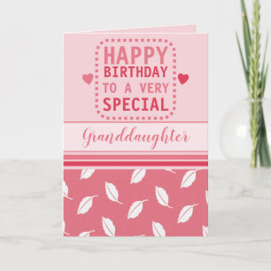 Happy birthday granddaughter leaf pattern pink card