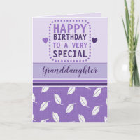 Happy birthday granddaughter leaf pattern purple