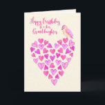 Happy Birthday Granddaughter Lots of Love Card<br><div class="desc">Sweet and colourful Happy Birthday wishes for a dear Granddaughter with a heart made of hearts and a cute little bird.</div>