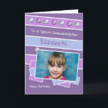 Happy Birthday Granddaughter purple lilac photo Card<br><div class="desc">Personalize this Birthday Card for your Granddaughter
Designed in purple and lilac.
Add her name 
Happy Birthday
To a special Granddaughter
Have a great day</div>