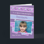 Happy Birthday Granddaughter purple lilac photo Card<br><div class="desc">Personalize this Birthday Card for your Granddaughter
Designed in purple and lilac.
Add her name 
Happy Birthday
To a special Granddaughter
Have a great day</div>