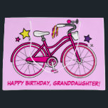 Happy Birthday Granddaughter with Bicycle Large Gift Bag<br><div class="desc">This design features a pink bicycle. For matching items type "penguincornerstore bicycle" into the Zazzle search bar.</div>