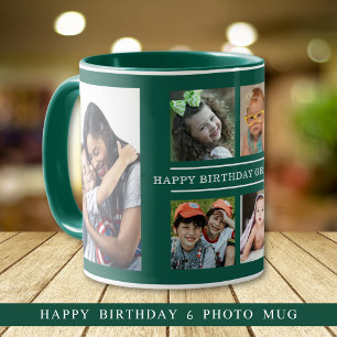 Happy Birthday Grandma 6 Photo Collage Green Mug