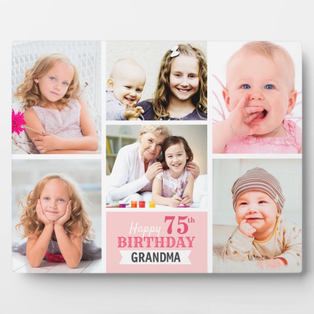 Happy Birthday Grandma Personalized Photo Collage Plaque (Front)