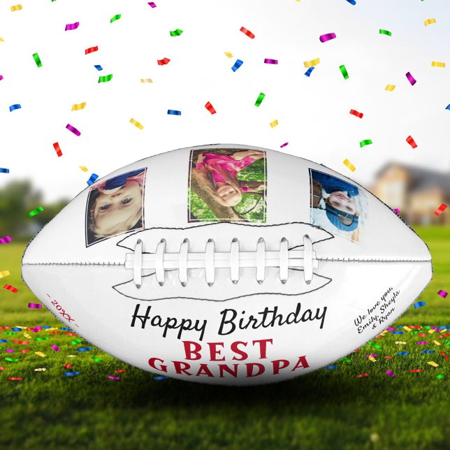 Happy Birthday Grandpa 3 Photo Collage Football (Creator Uploaded)