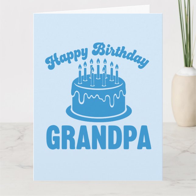 Happy Birthday Grandpa Card with Cake Minimalist  (Front)