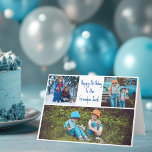 Happy Birthday Grandpa Custom Grandkids Photo Card<br><div class="desc">This cute,  custom Happy Birthday Grandpa card features a modern layout of 4 grandkids photos on a white background with blue typography for your grandfather. This beautiful grandchildren photo gift features your own photograph collage surrounding your personalised message and names.</div>