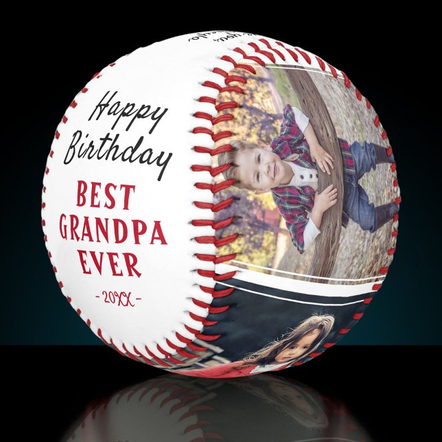 Happy Birthday Grandpa Modern 3 Photo Collage Baseball (Creator Uploaded)