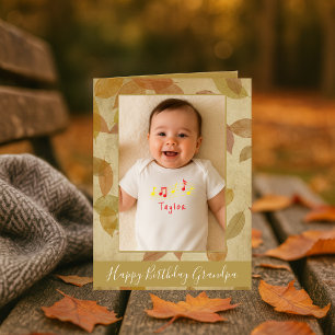 Happy Birthday Grandpa Photo Autumn theme Card