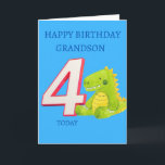 Happy Birthday Grandson - 4 Today Card<br><div class="desc">A very cute birthday card for your Grandson on his special 4th birthday.</div>