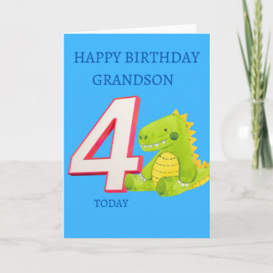 Happy Birthday Grandson - 4 Today Card