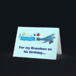 Happy Birthday Grandson Aeroplane Card<br><div class="desc">This design features a biplane. For matching items type "penguincornerstore biplane" into the Zazzle search bar.</div>