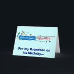 Happy Birthday Grandson Aeroplane Card<br><div class="desc">Matching items,  such as sticker and magnet,  are available at penguincornerstore,  under the appropriate categories.</div>
