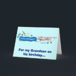 Happy Birthday Grandson Aeroplane Card<br><div class="desc">Matching items,  such as sticker and magnet,  are available at penguincornerstore,  under the appropriate categories.</div>