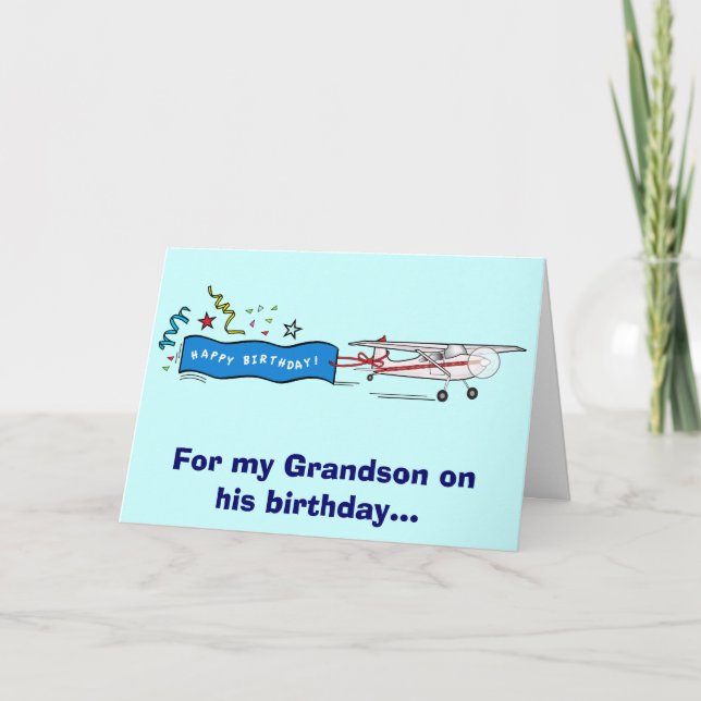 Happy Birthday Grandson Aeroplane Card (Front)