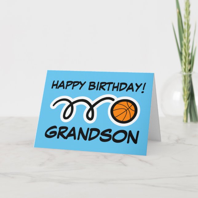Happy Birthday Grandson athletic basketball sports Card (Front)