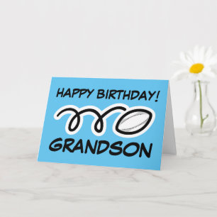 Happy Birthday Grandson athletic rugby ball sports Card