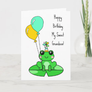 Happy Birthday Grandson   Cute Frog  Card