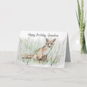 Happy Birthday Grandson Desert Gray Fox Card