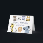 Happy Birthday Grandson Fun Cute Animals  Card<br><div class="desc">Cute Watercolor Animals for your special Grandson who has turned your world upside down with happiness</div>