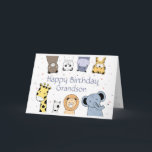 Happy Birthday Grandson Fun Cute Animals  Card<br><div class="desc">Cute Watercolor Animals for your special Grandson who has turned your world upside down with happiness</div>