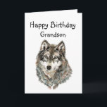 Happy Birthday Grandson, Humour Wolf, Wolves Card<br><div class="desc">Great image for  Grandson  who love wolves or animals with humourous quote about being loyal and great to howl with</div>