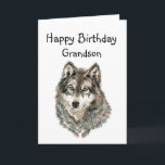 Happy Birthday Grandson, Humour Wolf, Wolves Card<br><div class="desc">Great image for  Grandson  who love wolves or animals with humourous quote about being loyal and great to howl with</div>
