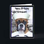 Happy Birthday Grandson Navy boxer greeting card<br><div class="desc">Happy grandson navy boxer</div>