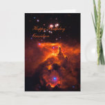 Happy Birthday Grandson - Star Cluster Birthday Card<br><div class="desc">Galaxies, Stars and Nebulae series: The star cluster Pismis 24 lies in the core of the large emission nebula NGC 6357 that extends one degree on the sky in the direction of the Scorpius constellation. Part of the nebula is ionised by the youngest (bluest) heavy stars in Pismis 24. The...</div>