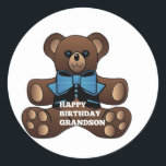 Happy Birthday Grandson Teddybear Classic Round Sticker<br><div class="desc">lovely as a gift for your grandchild</div>