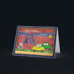 Happy Birthday Grandson  Thank You Card<br><div class="desc">Happy birthday to a grandson,  from grandmother and/or grandfather.  Grandparents say it best with a colourful birthday card for a boy,  featuring toy cars,  a toy teddy bear on red.</div>