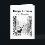 Happy Birthday Grandson Vintage Stag, Deer Card<br><div class="desc">Happy Birthday Grandson Vintage Stag,  Deer Animal,  Wildlife,  Nature</div>