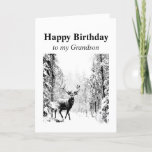 Happy Birthday Grandson Vintage Stag, Deer Card<br><div class="desc">Happy Birthday Grandson Vintage Stag,  Deer Animal,  Wildlife,  Nature</div>