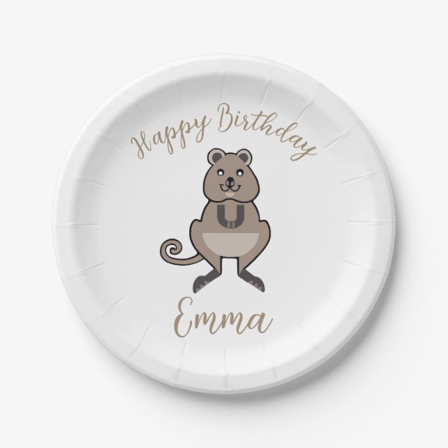 Happy birthday - Graphic QUOKKA - Nature - Party Paper Plate (Front)
