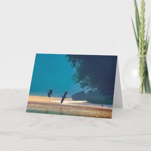 Happy Birthday - Great Blue Herons Take Flight Card (Front)