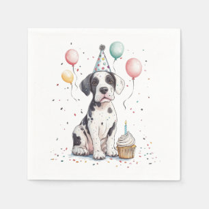 Happy Birthday Great Dane Puppy Cupcake Napkin