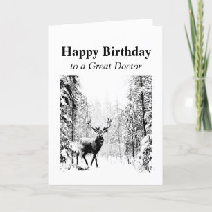 Happy Birthday Great Doctor Vintage Stag, Deer Card